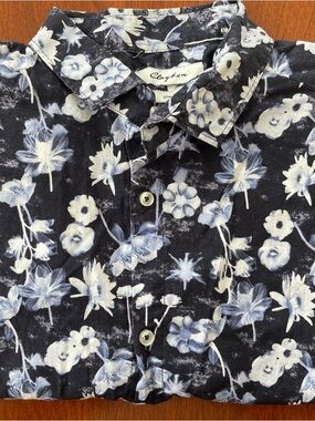 Clayton Men's Black Floral Short-Sleeve Button-Down Shirt